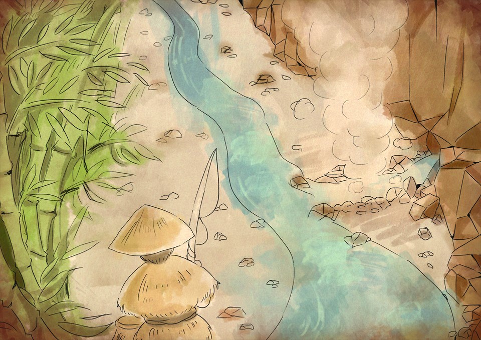温泉の再発見\n戦が終わり、無事に集落に帰還した幸平は、鎌倉沢で漁をしていると、ほのかに湧き出る温泉を発見。その温泉により、左腕の傷が完治した。